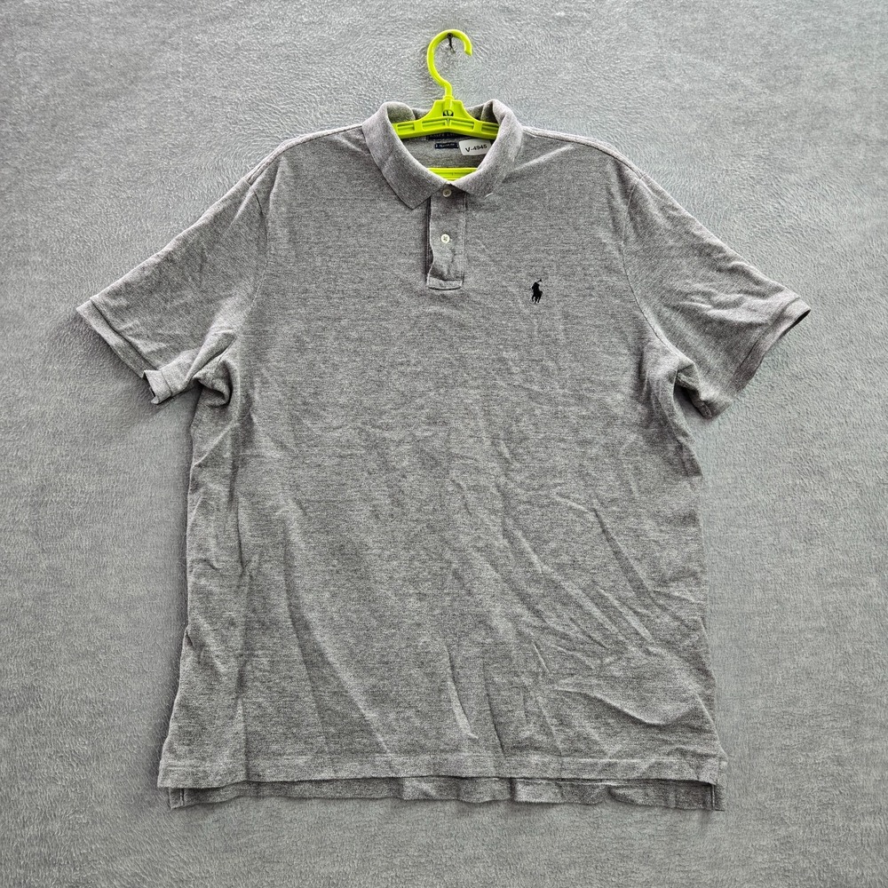 Polo Ralph Lauren Men Polo Shirt XL Gray Logo Embroidered Short Sleeve Classic‎